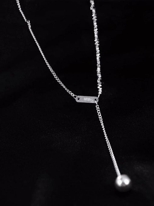 NS1012 [Silver] 925 Sterling Silver Tassel Minimalist Tassel Necklace